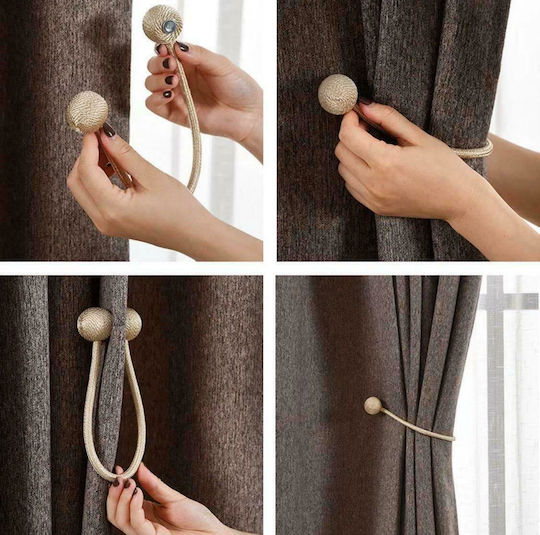 My Home Luxury Fabric Curtain Tie-Back Magnetic Lake Blue 2τμχ