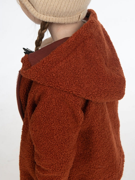 Kinderstrickjacke Pelz mit Kapuze Braun