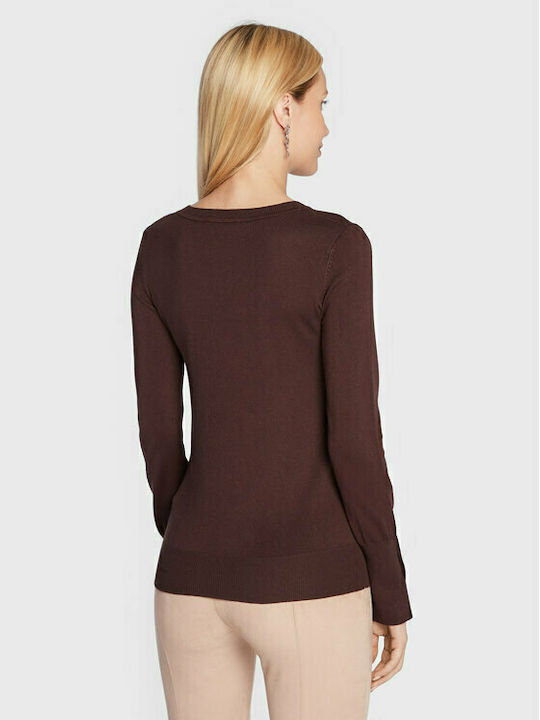 Guess Women's Blouse Long Sleeve with V Neckline Brown