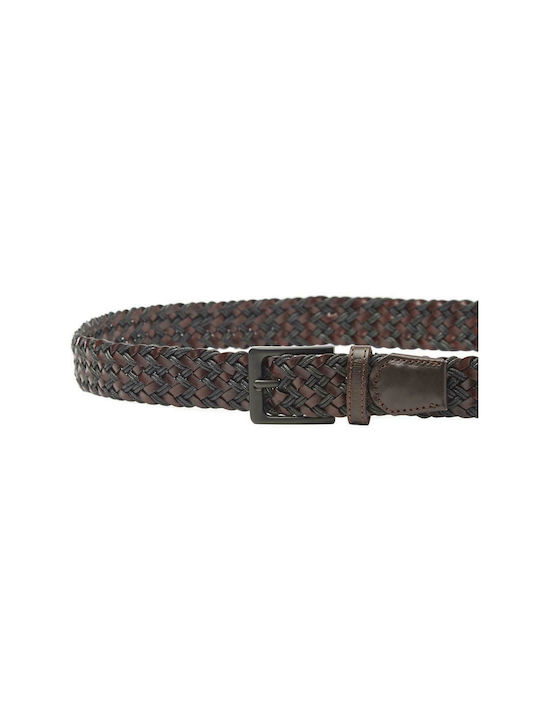 Funky Buddha Men's Knitted Leather Belt Brown