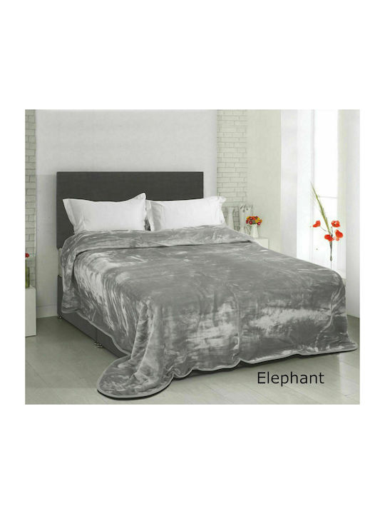 Flamingo Blanket Velvet Queen 220x240cm Soft Velvet Grey