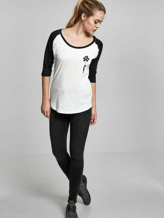 Damen T-Shirt Weiß/Schwarz