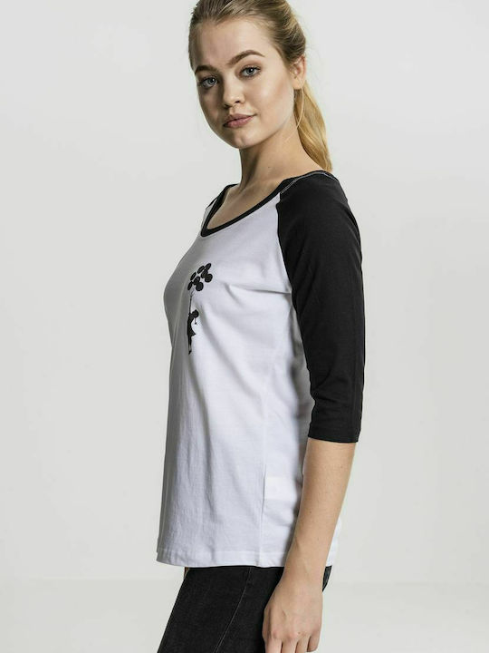 Damen T-Shirt Weiß/Schwarz