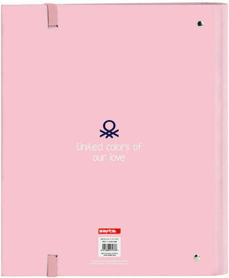 Benetton Clipboard with 4 Rings for Paper A4 Pink 1pcs