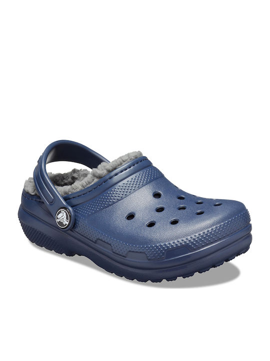 Kids Slippers Navy Blue Classic Lined