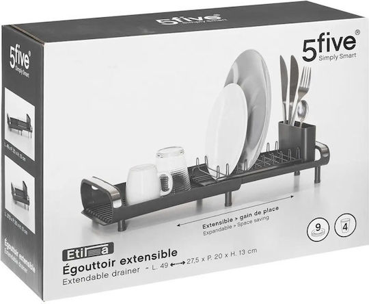 5Five Plastic Black Sink Strainer 49x20x13cm