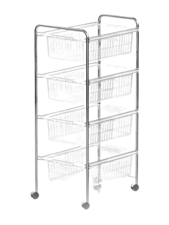 TnS Kitchen Trolley Metallic Silver 4 Slots 49x32x91cm 04-800-0013