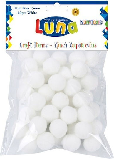 Luna Пом Пом за ръчна изработка Бели Комплект 60бр