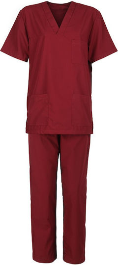 Be Unique M3 Unisex Burgundy Pants & Blouse Set Cotton and Polyester
