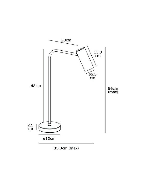 VK Lighting Φωτιστικό Γραφείου για Ντουί GU10 σε Μαύρο Χρώμα