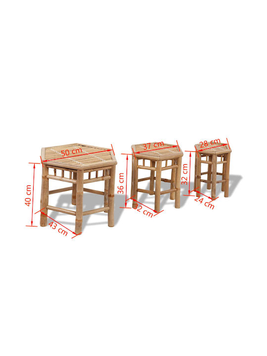 Hölzernes Gartenhocker Exterieur 3Stücke 50x43x40cm
