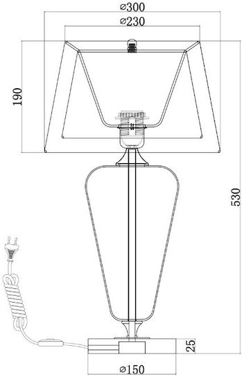 Maytoni Glass Table Lamp for Socket E27 with White Shade and Transparent Base