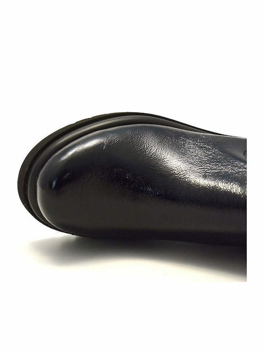 Damen Chelsea Stiefeletten aus Lackleder Schwarz