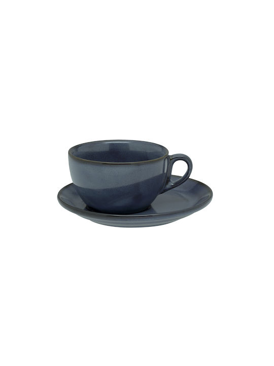 Cryspo Trio Azaro Porcelain Cappuccino Cup Set 220ml Blue 6pcs