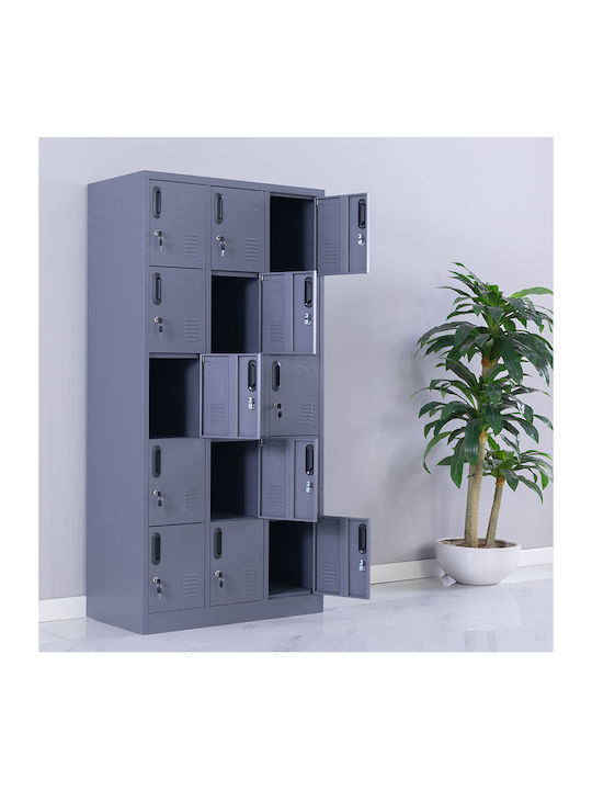 Шкаф Метален с 15 шкафчета Антрацит Checkmate 90x45x180бр