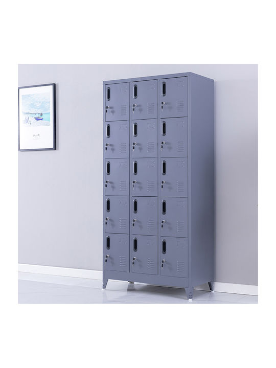 Spind Metallisch mit 15 Schränke Anthracite Checkmate 90x45x190cm