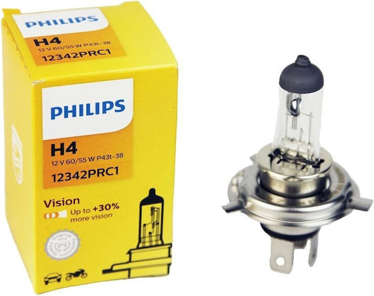 Philips Lampen Auto Vision H4 Halogen 3200K Warmes Weiß 12V 60W 1Stück