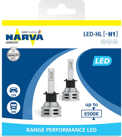 Narva Λάμπες Αυτοκινήτου H1 LED 6500K Ψυχρό Λευκό 12-24V 19W 2τμχ