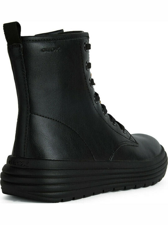 J PHAOLAE Anatomical Leather Kids Boots with Laces Black