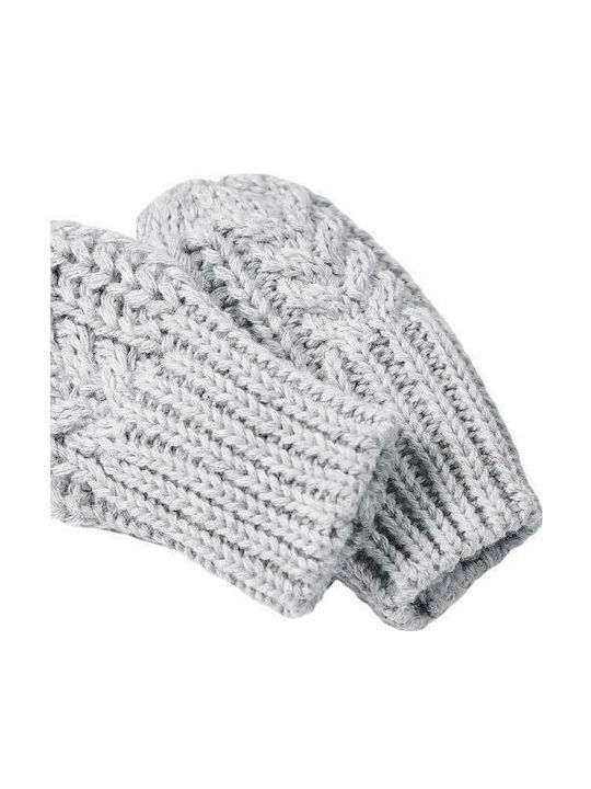 Kids Beanie Set with Gloves Knitted Gray
