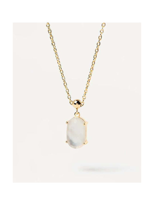 P D Paola Mother Of Pearls Intuition Necklace from Gold Plated Silver with Pearls & Zircon