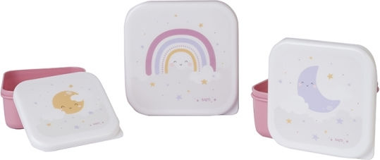 Saro Rainbow Kids Set Lunch Plastic Box Pink