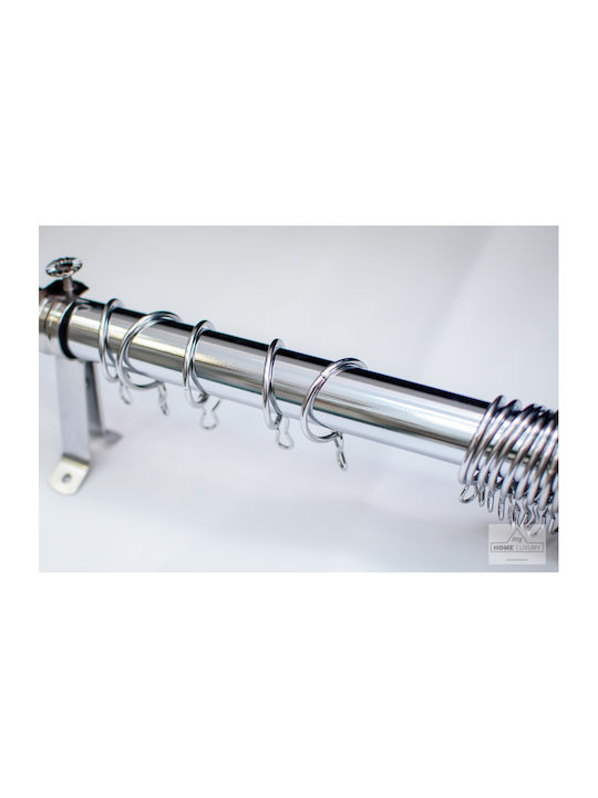 My Home Luxury Extendable Metallic Curtain Pole Crystal Single Φ28mm 120-200cm Silver