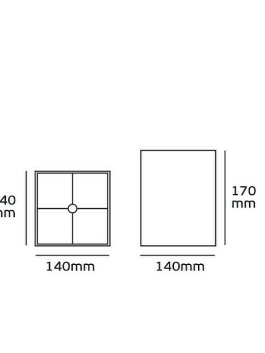 VK Lighting VK/E27/E14/S14/167 Τετράγωνο Καπέλο Φωτιστικού Μπλε με Πλάτος 14cm