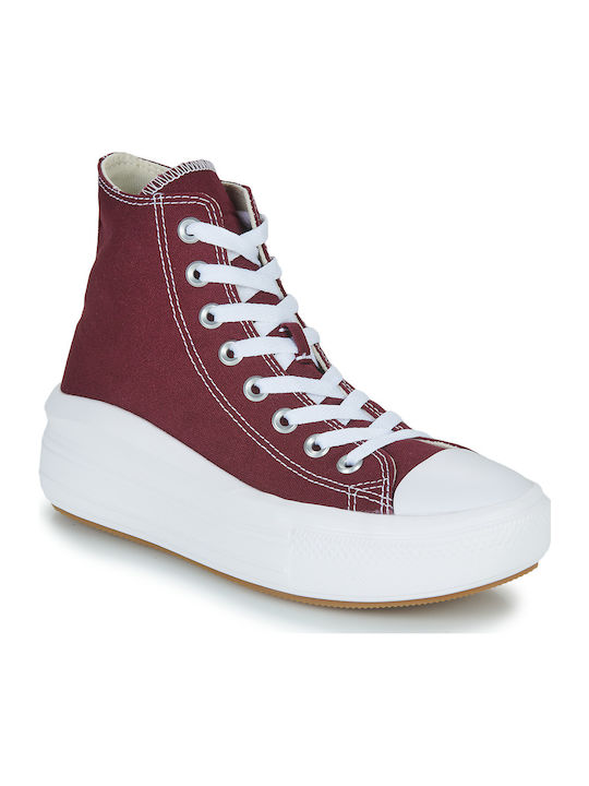 Chuck Taylor All Star Move Flatforms Tip Botine Burgundy