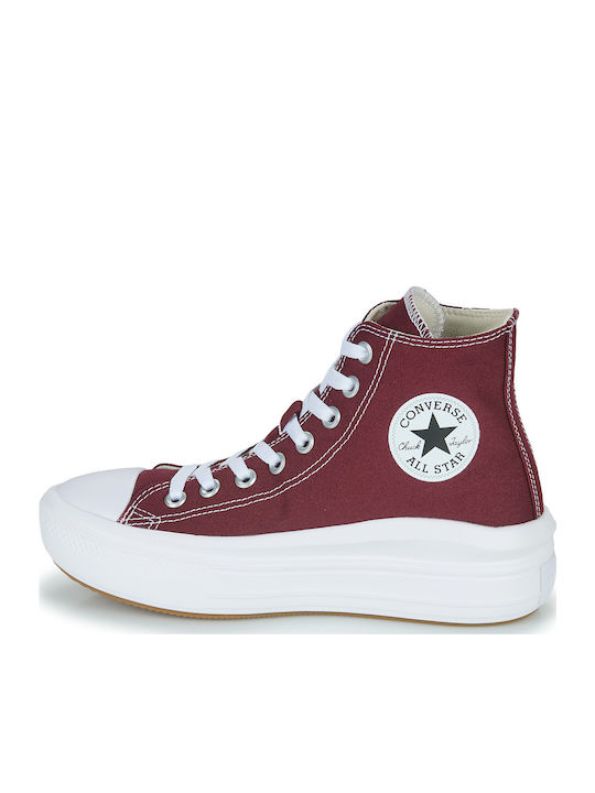 Chuck Taylor All Star Move Flatforms Tip Botine Burgundy
