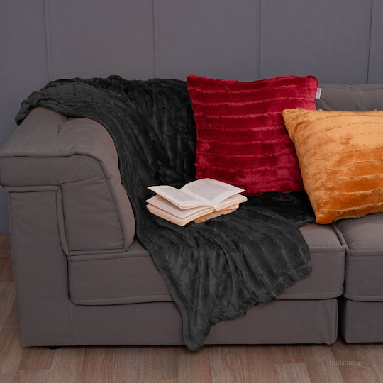 Palamaiki Gwen Κουβέρτα Βελουτέ Καναπέ 130x180εκ. Black
