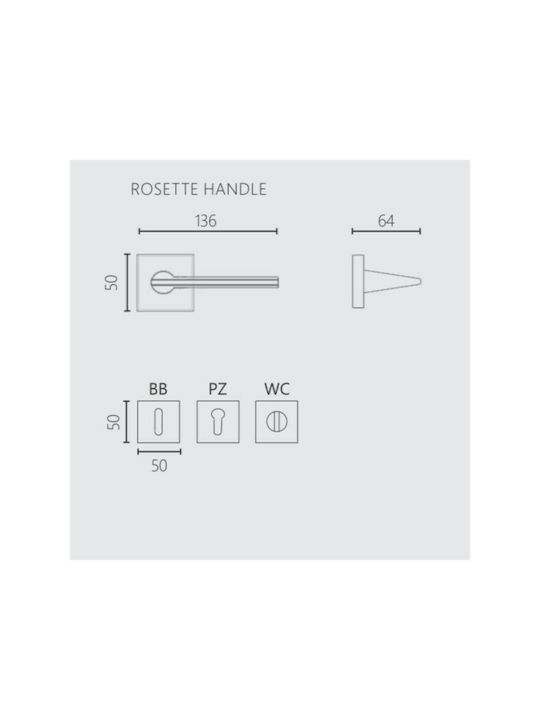 Zogometal Lever Middle Door with Rosette 2116 2116 Pair with Rosette Nickel