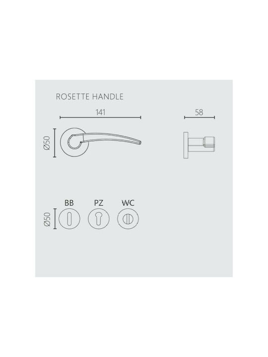 Zogometal Lever Middle Door with Rosette 2131 2131 Pair with Rosette Nickel