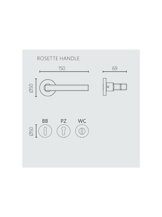 Zogometal Hebel Vordertür mit Rosette Links 2291 2291 mit Rosette Chrome