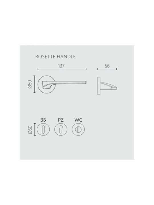 Zogometal Lever Middle Door with Rosette 2081 2081 Pair with Rosette Black