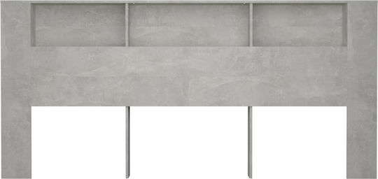 vidaXL Wooden Bed Headboard Gray Concrete 220x104.5cm