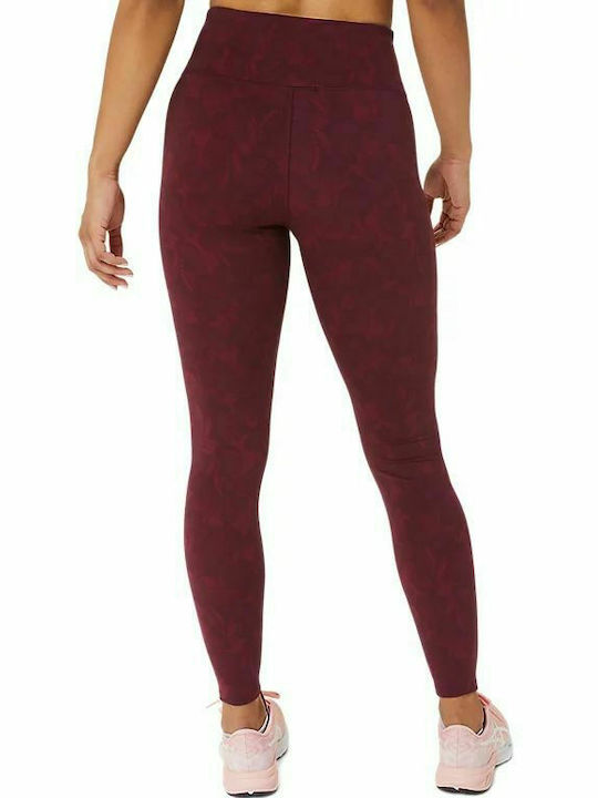 ASICS Jacquard Laufen Frauen Lang Leggings Hochgeschnitten Rot