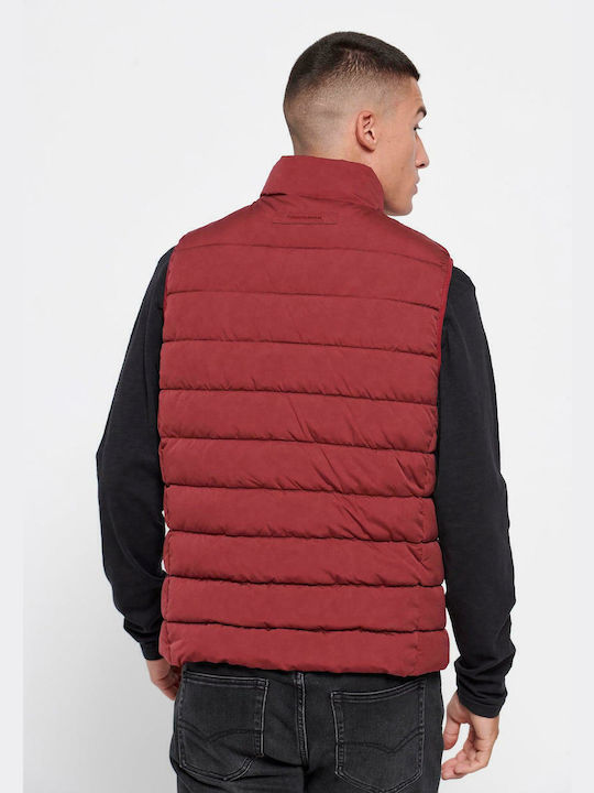 Funky Buddha Men's Sleeveless Puffer Jacket Wine