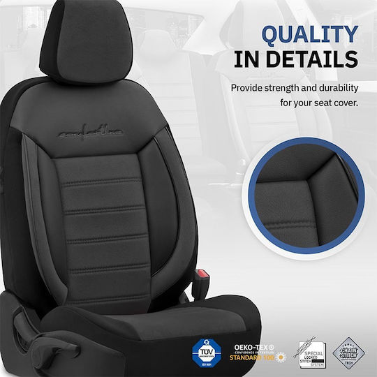 Otom Σετ Καλύμματα Αυτοκινήτου 11τμχ Δερματίνη Comfortline Design CMF-209 Μαύρα