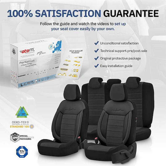 Otom Σετ Καλύμματα Αυτοκινήτου 11τμχ Δερματίνη Comfortline Design CMF-209 Μαύρα