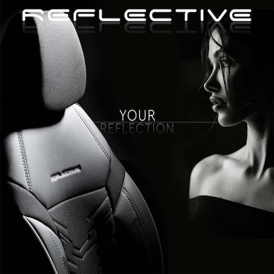 Otom Σετ Καλύμματα Αυτοκινήτου 11τμχ Δερματίνη Reflective Design Μαύρα/Λευκά