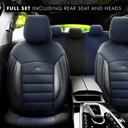 Otom Car Cover Set 11pcs Cotton Sport Plus Design Black / Blue