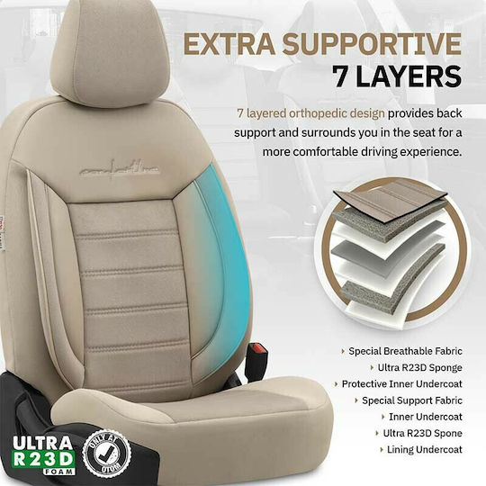 Otom Car Cover Set 11pcs Leatherette Comfortline Design Beige