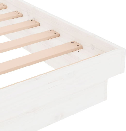 Bett Halb-Doppelbett aus Massivholz Weiß mit Latten für Matratze 120x190cm
