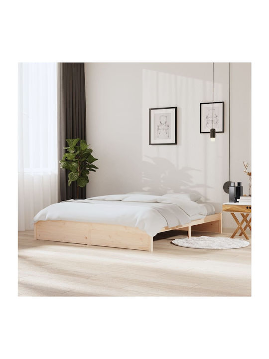 Κρεβάτι King Size από Μασίφ Ξύλο Φυσικό με Τάβλες για Στρώμα 180x200cm