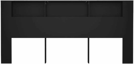 vidaXL Tăblie De Pat Din Lemn Neagră 220x104.5cm