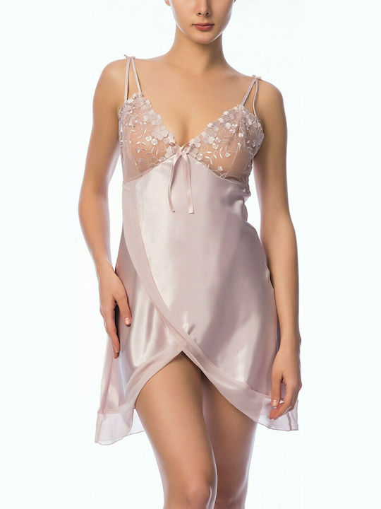 NBB Lingerie Braut Damen Satin Robe mit Nachthemd Powder