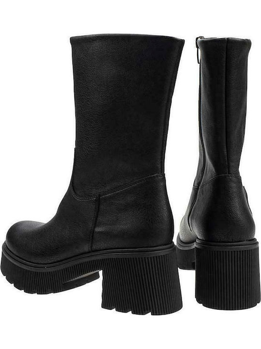 Leder Stiefeletten Damen Schwarz