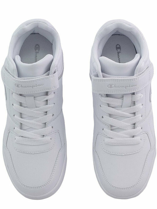 Rebound Vintage Mid G Kinder Sportschuhe Basketball mit Bügel- und Schleifenverschluss Weiße