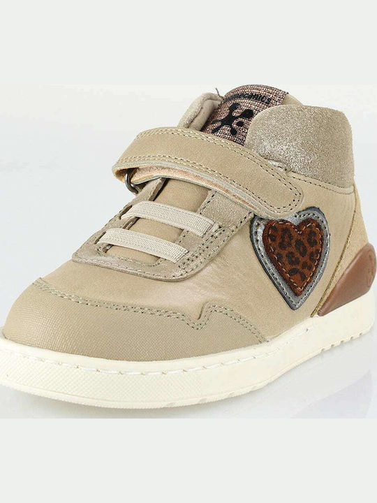 Anatomic Leather Kids Ankle Boots with Hoop & Loop Closure Beige